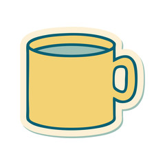 tattoo style sticker of cup of coffee