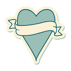 tattoo style sticker of a heart and banner