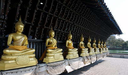 Colombo, Sri Lanka - 20th March 2018 : Seema Malakaya which is Buddhism Temple and statue of the Buddha in Colombo, Sri Lanka