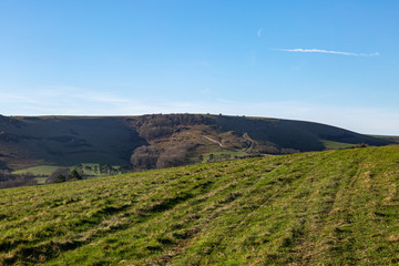 Green fields and hills of the South Downs approaching Kingston near Lewes, on a sunny winters day © lemanieh