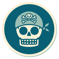 tattoo style sticker of a pirate skull