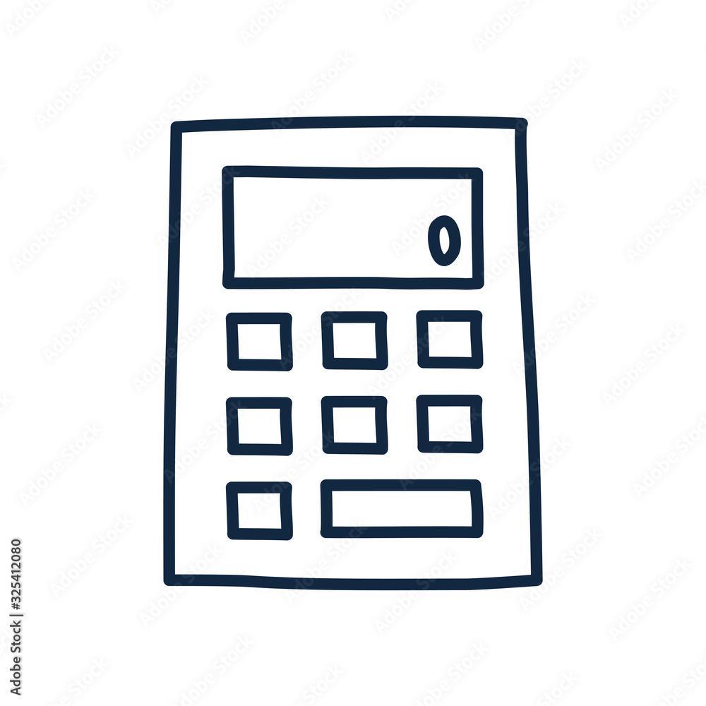 Poster isolated calculator doodle line style icon vector design