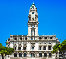 Fototapeta na wymiar View on Porto City Hall on Liberdade Square, Porto