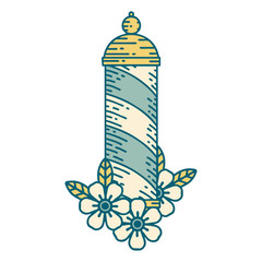 tattoo style icon of a barbers pole
