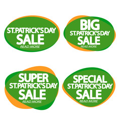 Set Patrick's Day Sale bubble banners design template, discount tags, app icons, vector illustration