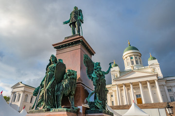 Helsinki. Finland. Monument to Alexander 2 in Helsinki. Monument to the Russian Emperor on the...
