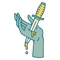 tattoo style icon of a dagger in the hand