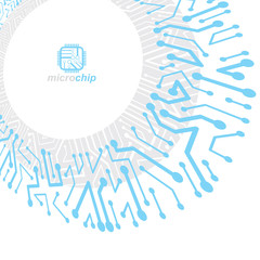 Vector circuit board with electronic components of technology device. Computer motherboard cybernetic abstraction. Electronic microprocessor