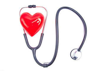Red heart and stethoscope