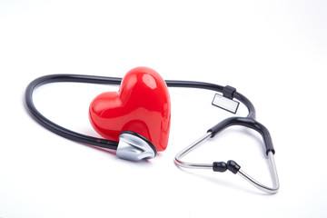 Red heart and stethoscope