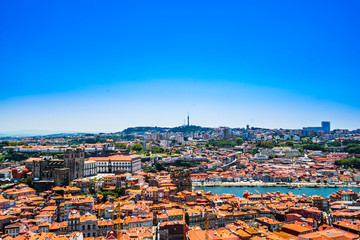 View on Cityscape of the Old Town of Porto in Portugal