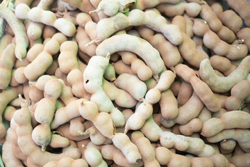 Pile of sweet tamarind for sale in the market fruit