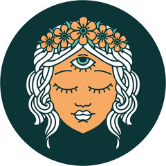 tattoo style icon of female face