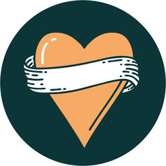tattoo style icon of a heart and banner