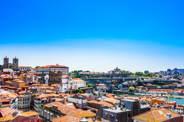 View on Cityscape of the Old Town of Porto in Portugal
