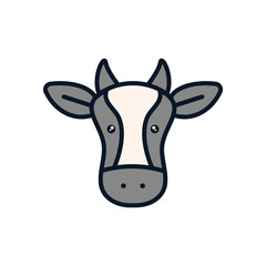 Fototapeta na wymiar Cute cow cartoon line fill style icon vector design