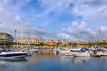 Fototapeta na wymiar Ta Xbiex Town And Marina In Malta
