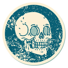 distressed sticker tattoo style icon of a skull
