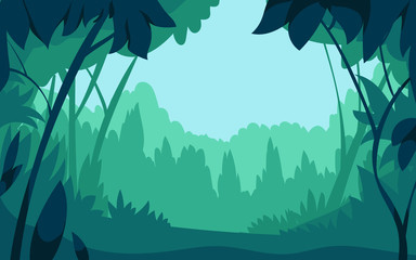Green forest silhouette nature landscape abstract background flat design.Vector illustration.	