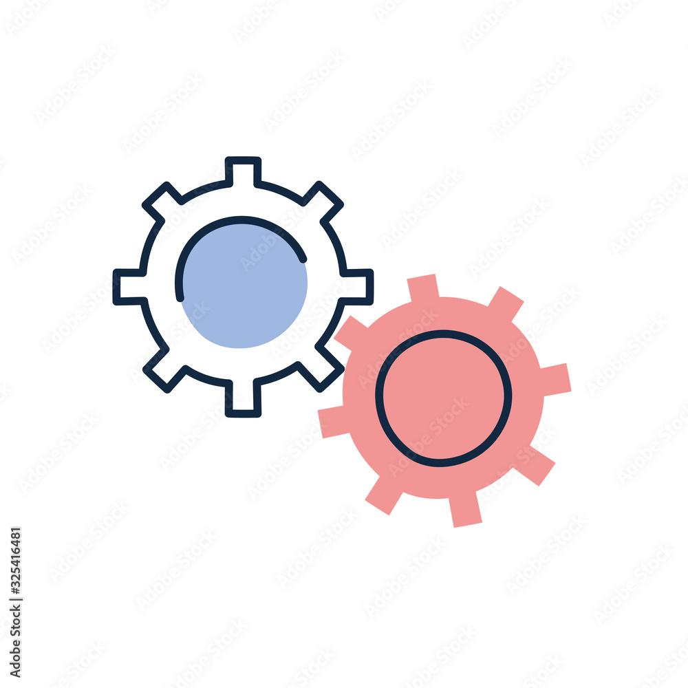 Poster isolated gears doodle line fill style icon vector design