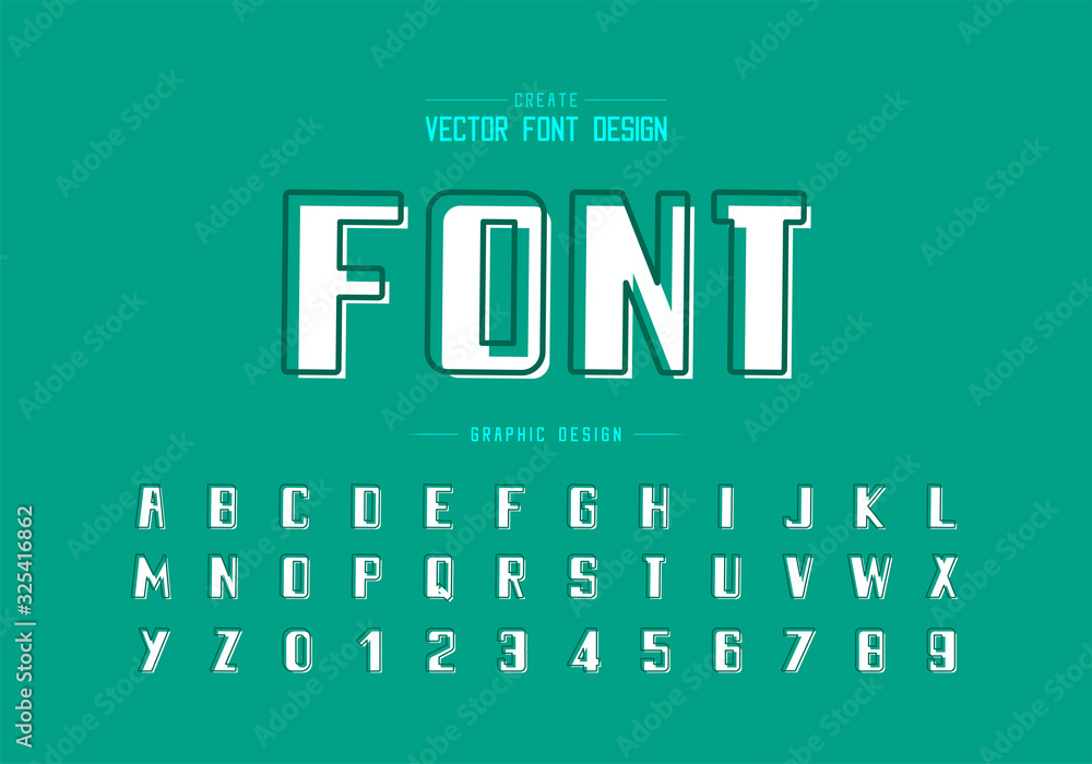 Aufkleber font and alphabet vector, bold typeface and number design, graphic text on background