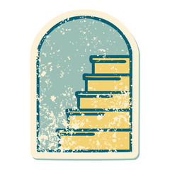 distressed sticker tattoo style icon of a doorway to steps