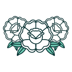tattoo style icon of a bouquet of flowers