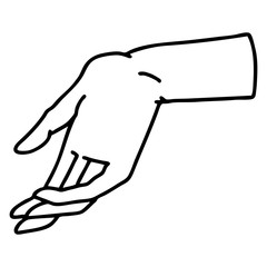 black line tattoo of a hand