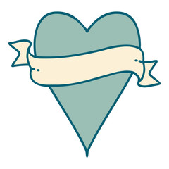tattoo style icon of a heart and banner