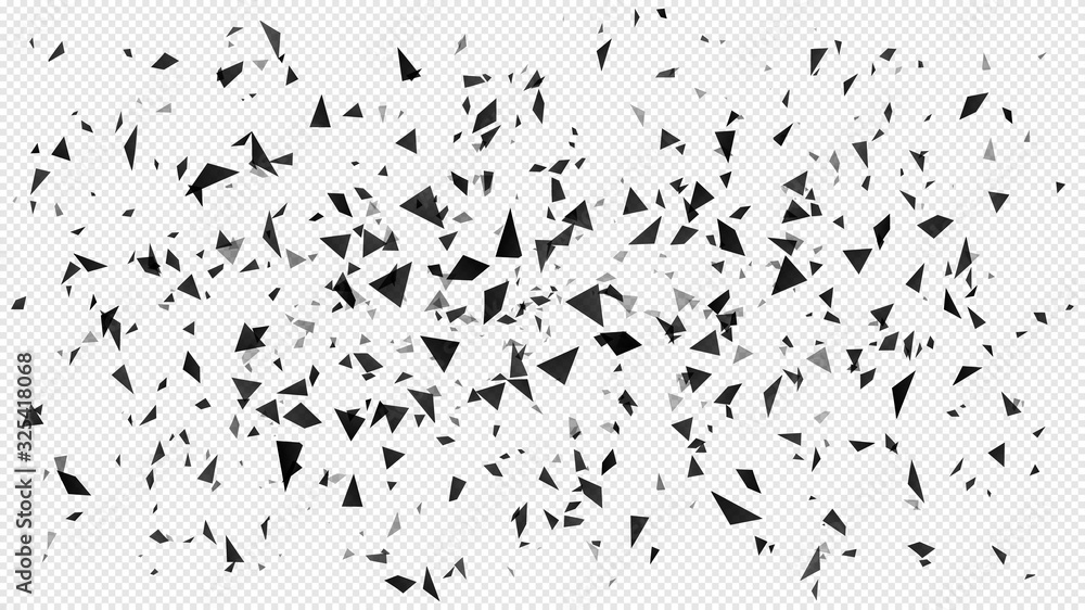 Aufkleber abstract shatter particles. random flying dark triangles particles, shattered texture and broken pie