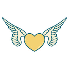 Obraz premium tattoo style icon of a heart with wings