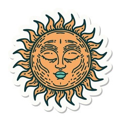 tattoo style sticker of a sun