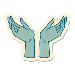 tattoo style sticker of open hands
