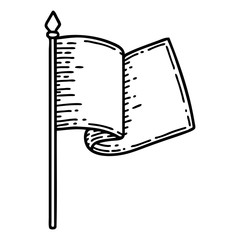 black line tattoo of a white flag