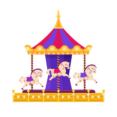 Colorful carousel with horses on white background © Sabina Schaaf
