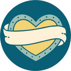 tattoo style icon of a heart and banner
