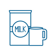Isolated milk mug and box line style icon vector design
