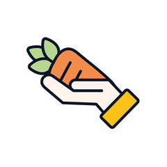 Isolated carrot vegetable over hand line fill style icon vector design