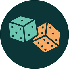 tattoo style icon of lucky dice
