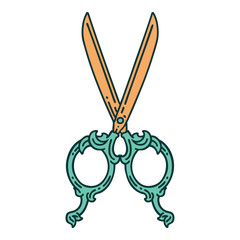 tattoo style icon of barber scissors