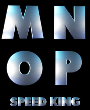 Speed King Metal alphabet 3D Illustration