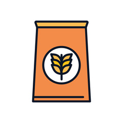Isolated wheat ear bag line fill style icon vector design