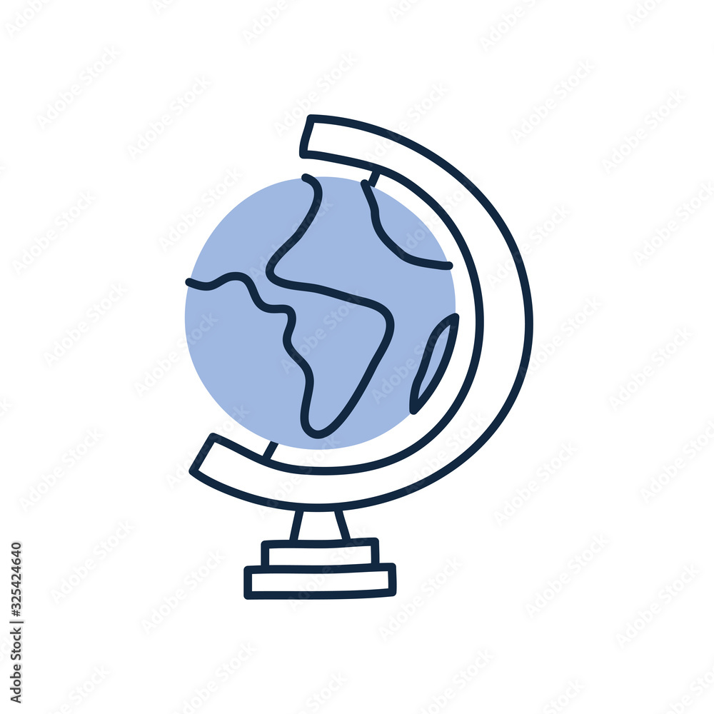 Poster isolated world sphere doodle line fill style icon vector design