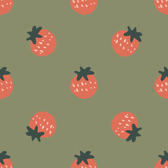 strawberry fruit seamless repeat pattern design