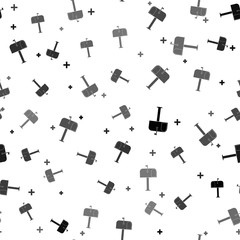 Obraz premium Black Mail box icon isolated seamless pattern on white background. Mailbox icon. Mail postbox on pole with flag. Vector Illustration