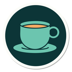 tattoo style sticker of a cup of coffee