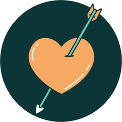 tattoo style icon of an arrow and heart