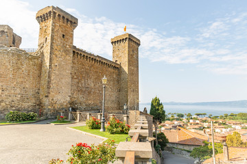 Fototapeta na wymiar The Castle and a view over the lake and the town of Bolsena, province of Viterbo, Lazio, Italy