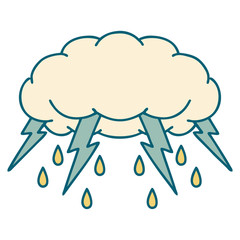 tattoo style icon of a storm cloud
