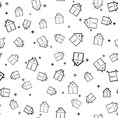 Black House temperature icon isolated seamless pattern on white background. Thermometer icon. Vector Illustration